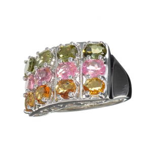 3.60CT Oval Cut Multi-Colored Multi Precious Gemstones: Gov. File: H-14734 Fine Jewelry 3.60CT Oval Cut Multi-Colored Multi Precious Gemstones And Platinum Over Sterling Silver Ring Retail Replacement Value: $2.1K Asset Type: Ring Shipping: $19.95