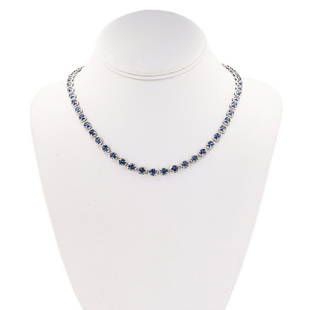 APP: 9.8k *18.20ctw Tanzanite and 0.90ctw Diamond: Gov. File: H-58576 *18.20ctw Tanzanite and 0.90ctw Diamond Silver Necklace (Vault_R9_24299) Retail Replacement Value: $9.8K Asset Type: Necklace Shipping: $19.95