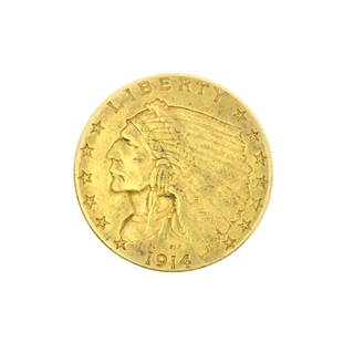 Rare 1914-D $2.50 U.S. Indian Head Gold Coin: Gov. File: C-76079 1914-D $2.50 U.S. Indian Head Gold Coin Asset Type: Coin Shipping: $9.95
