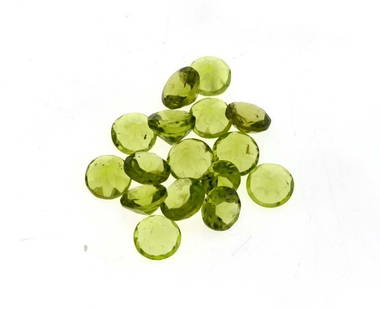 APP: 3.2k 21.00CT Round Cut Green Peridot Parcel: Gov. File: H-01801 21.00CT Round Cut Green Peridot Parcel Retail Replacement Value: $3.2K Asset Type: Peridot Parcel Shipping: $19.95