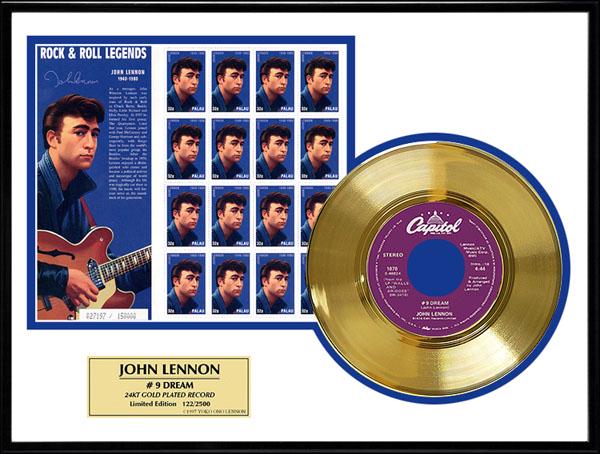 JOHN LENNON ''#9 Dream'' Gold Record /w Stamp-Limited: Gov. File: S-00147 JOHN LENNON "#9 Dream" Framed Gold Record Shipping: $24.95