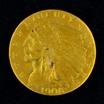 1908 $2.5 US Indian Type Gold Coin - Potential Inv