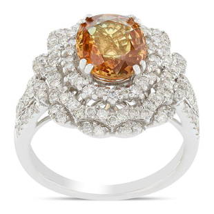 APP: 15.3k *2.63ct UNHEATED Orange Sapphire and 1.17ctw: Gov. File: H-58119 *2.63ct UNHEATED Orange Sapphire and 1.17ctw Diamond 18KT White Gold Ring (Vault_R9_4947) Retail Replacement Value: $15.3K Asset Type: Ring Shipping: $19.95