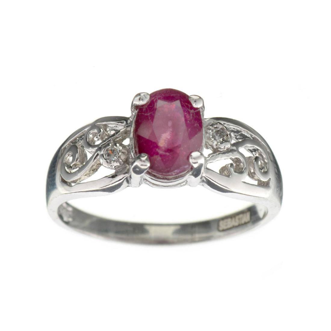 APP: 0.5k Fine Jewelry Designer Sebastian, 1.65CT Ruby: Gov. File: H-30078 Fine Jewelry Designer Sebastian, 1.65CT Ruby And White Topaz Sterling Silver Ring Retail Replacement Value: $0.5K Asset Type: Ring Shipping: $19.95