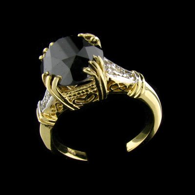 APP: 10.3k 14 kt. Gold, 5.10CT Rare Black Diamond a