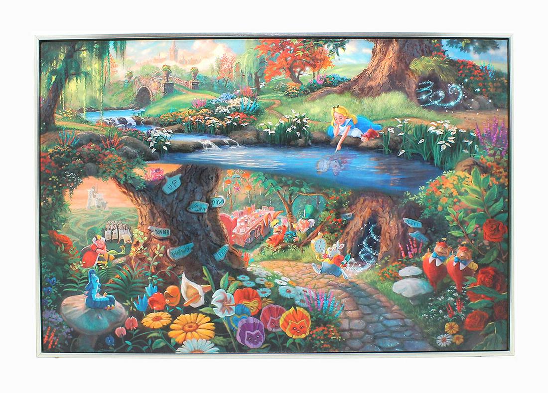 Beautiful Thomas Kinkade ''''Alice in Wonderland'''' on: Gov. File: M-18052 Beautiful Thomas Kinkade ''''Alice in Wonderland'''' on Canvas -PNR- Asset Type: CollectibleShipping: $24.95. Item may be pick up only, or require additional shipping charges due to