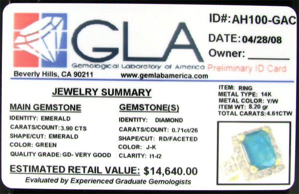 APP: 14.6k 14 kt. Y/W Gold, 3.90CT Emerald and Dia - 2