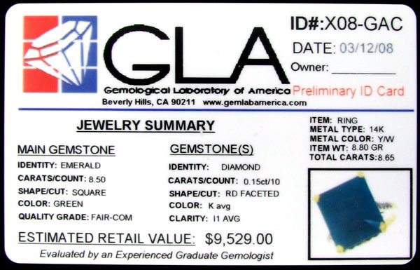 APP: 9.5k 14 kt. Gold, 8.50CT Emerald and Diamond - 2