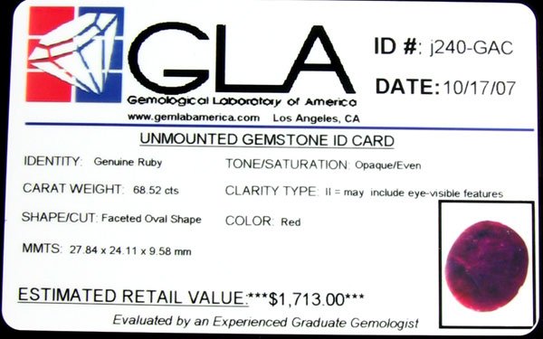 APP: 1.7k 68.52CT Ruby Gemstone - Investment Gem - 2