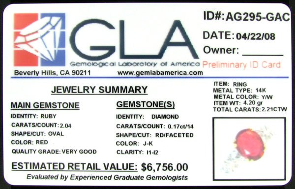 APP: 6.8k 14 kt. Y/W Gold, 2.04CT Ruby and Diamond - 2