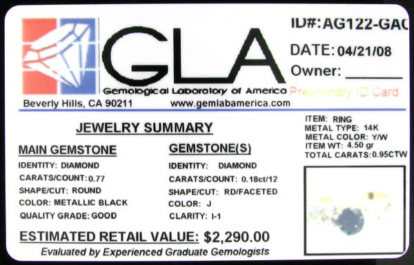 APP: 2.3k 14 kt. Gold, 0.77CT Rare Black Diamond a - 2