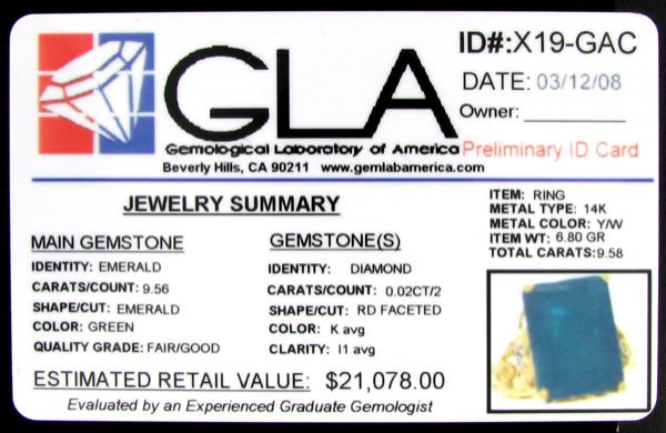 APP: $21.1k 14 kt. Gold, 9.56CT Emerald and Diamo - 2