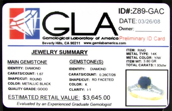 APP: $3.6k 14 kt. Yellow/White Gold, 1.67CT Rare  - 2