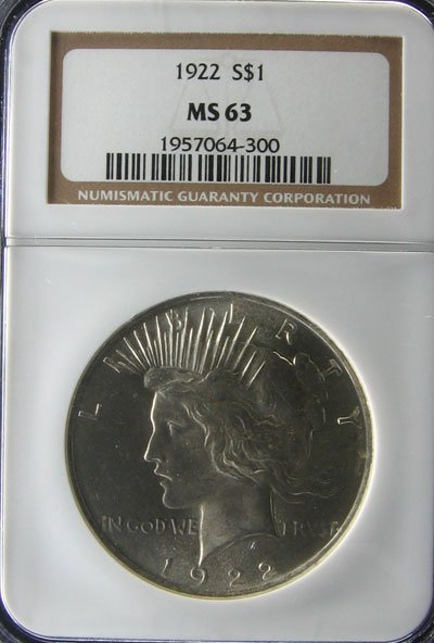 1922 Peace Type Silver Dollar Coin, Investment Po