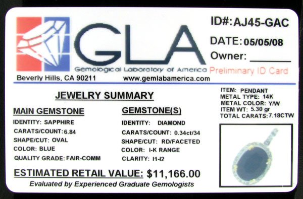 APP: 11.2k 14 kt. Gold, 6.84CT Sapphire and Diamo - 2