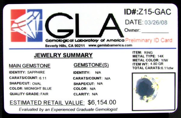 APP: 6.2k 14 kt. Yellow/White Gold, 6.11CT Sapphi - 2