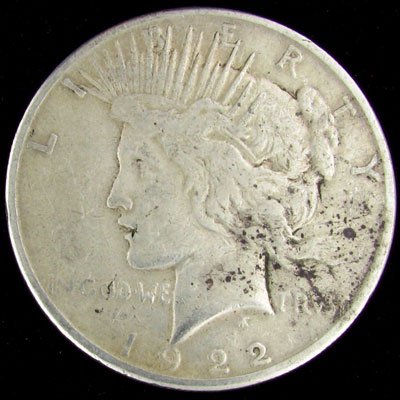 1922-S US Peace Silver Dollar Coin, Investment Po