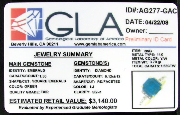 APP: 3.1k 14 kt. Y/W Gold, 1.56CT Emerald and Dia - 2