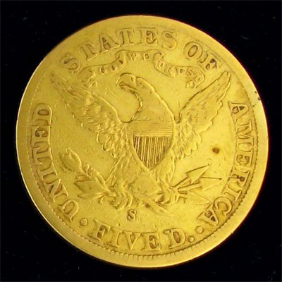 1898-S $5 US Liberty Head Type Gold Coin, Potential - 2