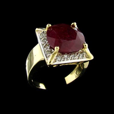 APP: $39.1k 14 kt. Gold, 8.12CT Ruby and Diamond Ri
