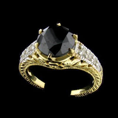 APP: $6.9k 14 kt. Gold, 3.30CT Rare Black Diamond a