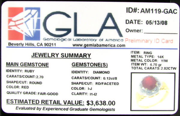 APP: $3.6k 14 kt. Gold, 2.70CT Ruby and Diamond Ri - 2