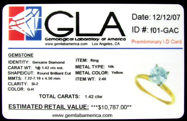 APP: $10.8k 14 kt. Gold, 1.42CT Diamond Ring - 2