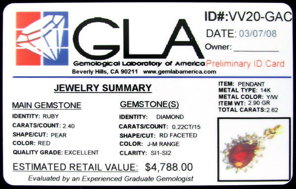 APP: $4.8k 14 kt. Gold, 2.40CT Ruby and Diamond Pe - 2