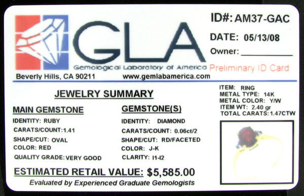 APP: $5.6k 14 kt. Gold, 1.41CT Ruby and Diamond Ri - 2