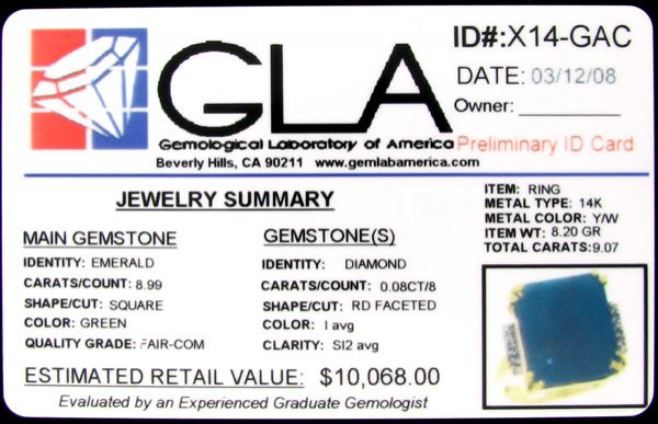 APP: 10.1k 14 kt. Gold, 8.99CT Emerald and Diamond - 2