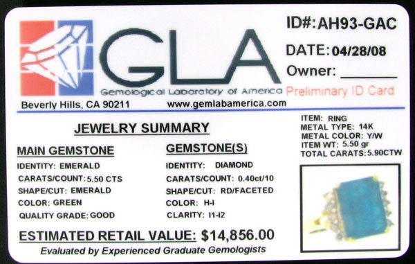 APP: $14.9k 14 kt. Y/W Gold, 5.50CT Emerald and Di - 2