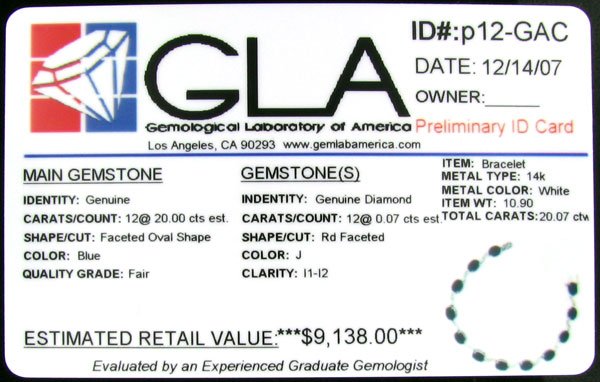 APP: $9.1k 14 kt. White Gold, 20.00CT Sapphire an - 2