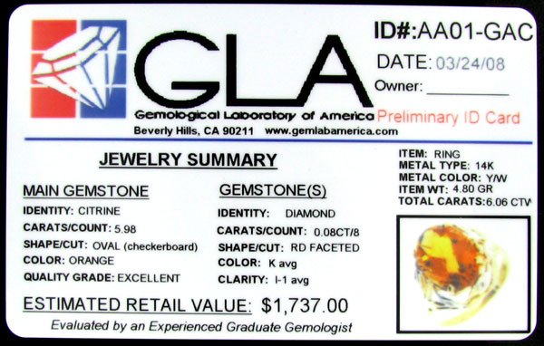 APP: $1.7k 14 kt. Yellow/White Gold, 5.98CT Citri - 2