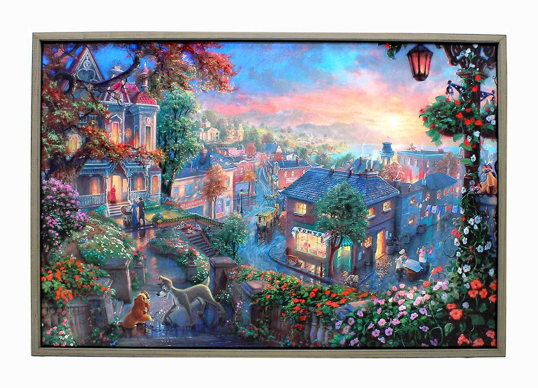 Beautiful Thomas Kinkade ''''Lady and the Tramp'''' on: Gov. File: M-18046 Beautiful Thomas Kinkade ''''Lady and the Tramp'''' on Canvas -PNR- Asset Type: CollectibleShipping: $24.95. Item may be pick up only, or require additional shipping charges due to