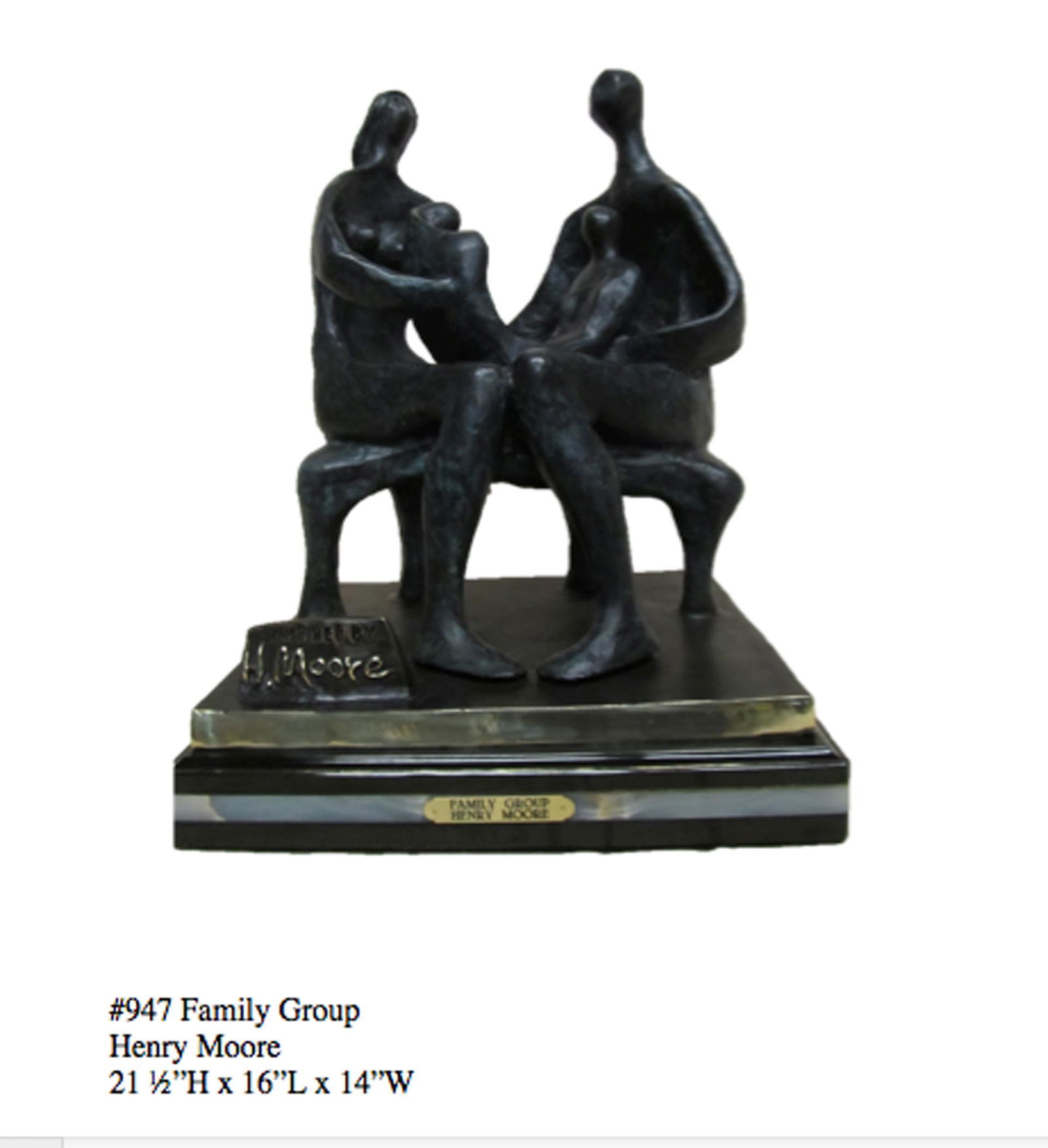 *Rare Limited Edition Numbered Bronze Henry Moore: Gov. File: M-15825 *Rare Limited Edition Numbered Bronze Henry Moore ''''Family Group'''' '''' 21.5'''' H x 16'''' L x 14'''' W -Great Investment- Asset Type: CollectableShipping: $29.95. Item may be