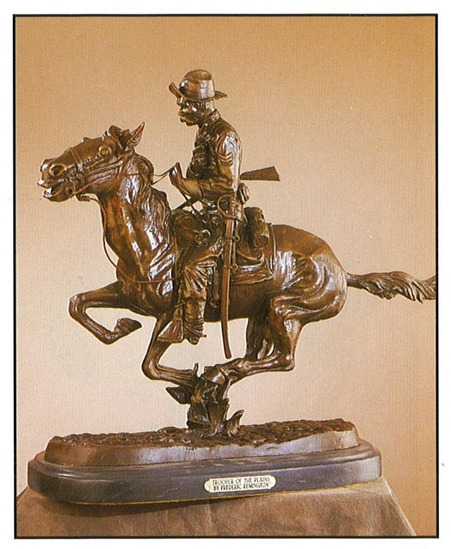 *Very Rare Small Trooper of the Plains Bronze by: Gov. File: M-17279 *Very Rare Small Trooper of the Plains Bronze by Frederic Remington 9.5'''' x 10'''' -Great Investment- (SKU-AS) Asset Type: Collectable Shipping: $29.95. Item may be pick up only, 