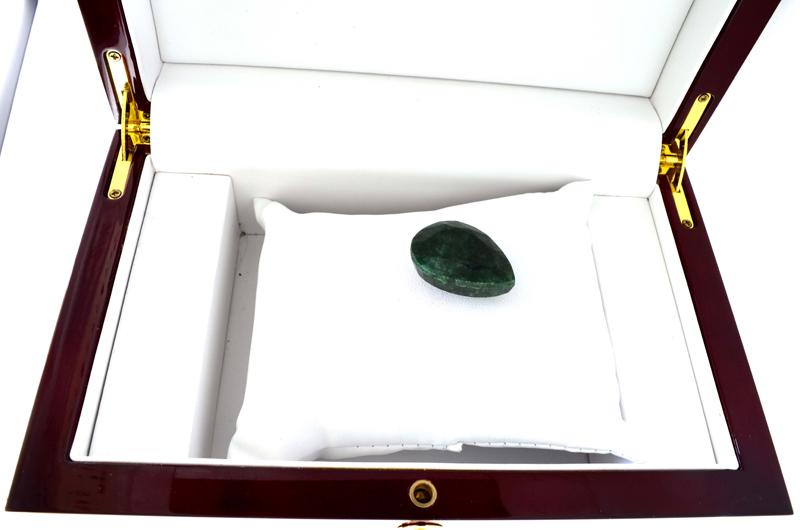APP: 1.2k 64.00CT Pear Cut Green Beryl Emerald Gemstone: Gov. File: H-03067 64.00CT Pear Cut Green Beryl Emerald Gemstone Retail Replacement Value: $1.1K Asset Type: Emerald Gemstone Shipping: $19.95