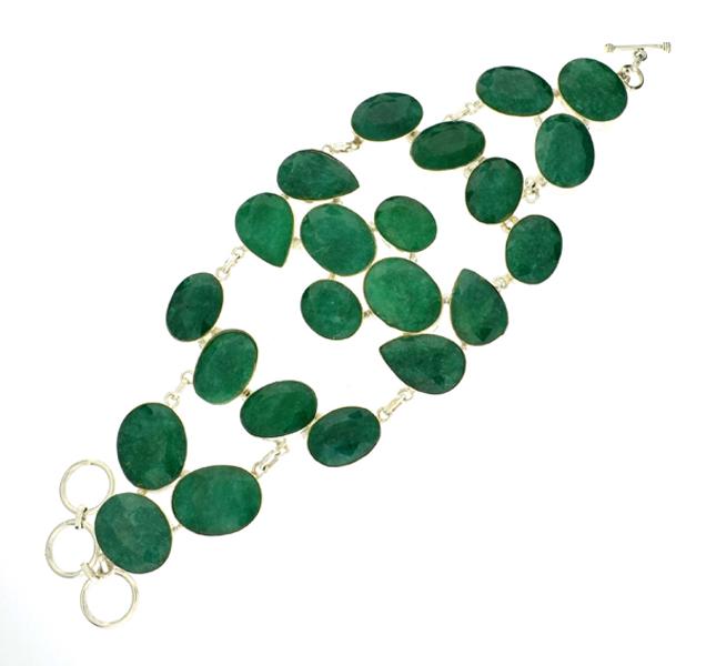 APP: 15.5k 190.57CT Mixed Cut Green Beryl and Sterling: Gov. File: 68403 190.57CT Mixed Cut Green Beryl and Sterling Silver Bracelet Retail Replacement Value: $15.5K Asset Type: Sterling Silver Bracelet Shipping: $19.95