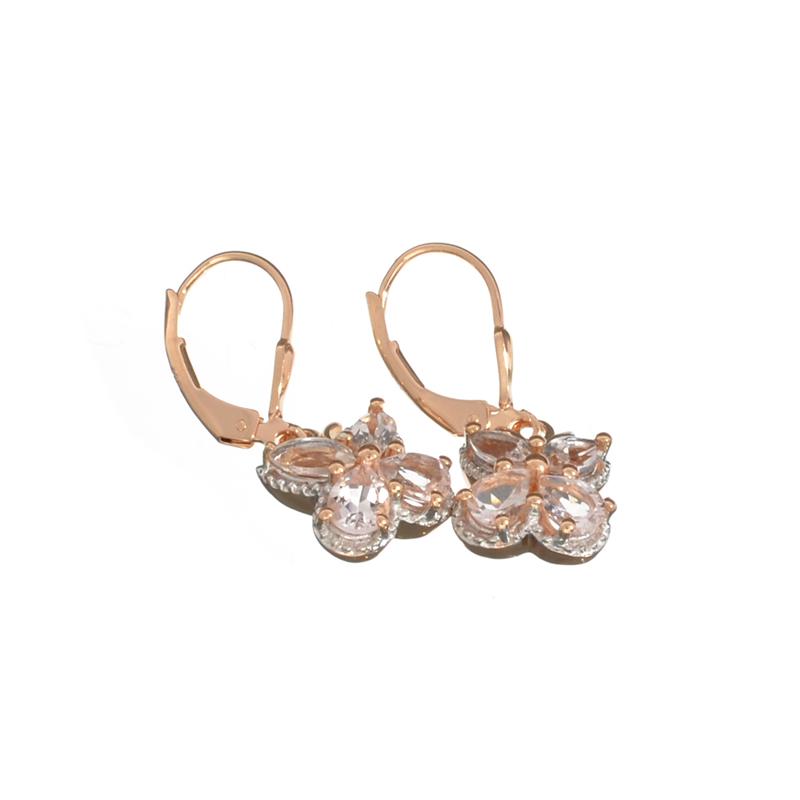 Fine Jewelry 1.88CT Oval/Matquise Cut Morganite Over: Gov. File: H-17292 Fine Jewelry 1.88CT Oval/Matquise Cut Morganite Over Sterling Silver Rose Gold Dangle Earrings Retail Replacement Value: $1.3K Asset Type: Sterling Silver Earrings Shipping: $19.95
