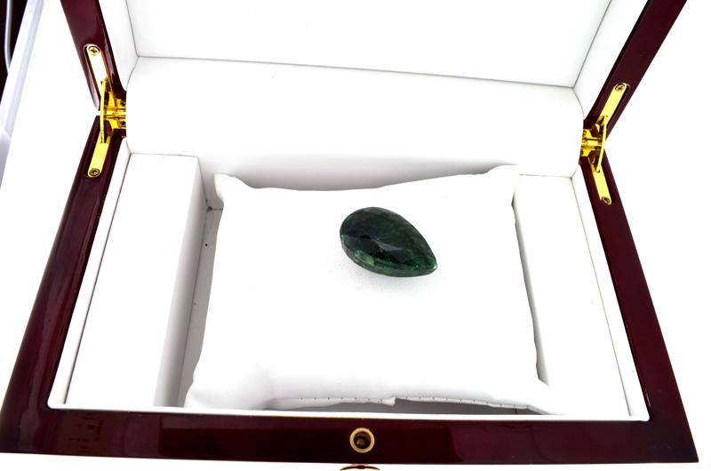 APP: 1.1k 63.50CT Pear Cut Green Beryl Emerald Gemstone: Gov. File: H-03090 63.50CT Pear Cut Green Beryl Emerald Gemstone Retail Replacement Value: $1.1K Asset Type: Emerald Gemstone Shipping: $19.95