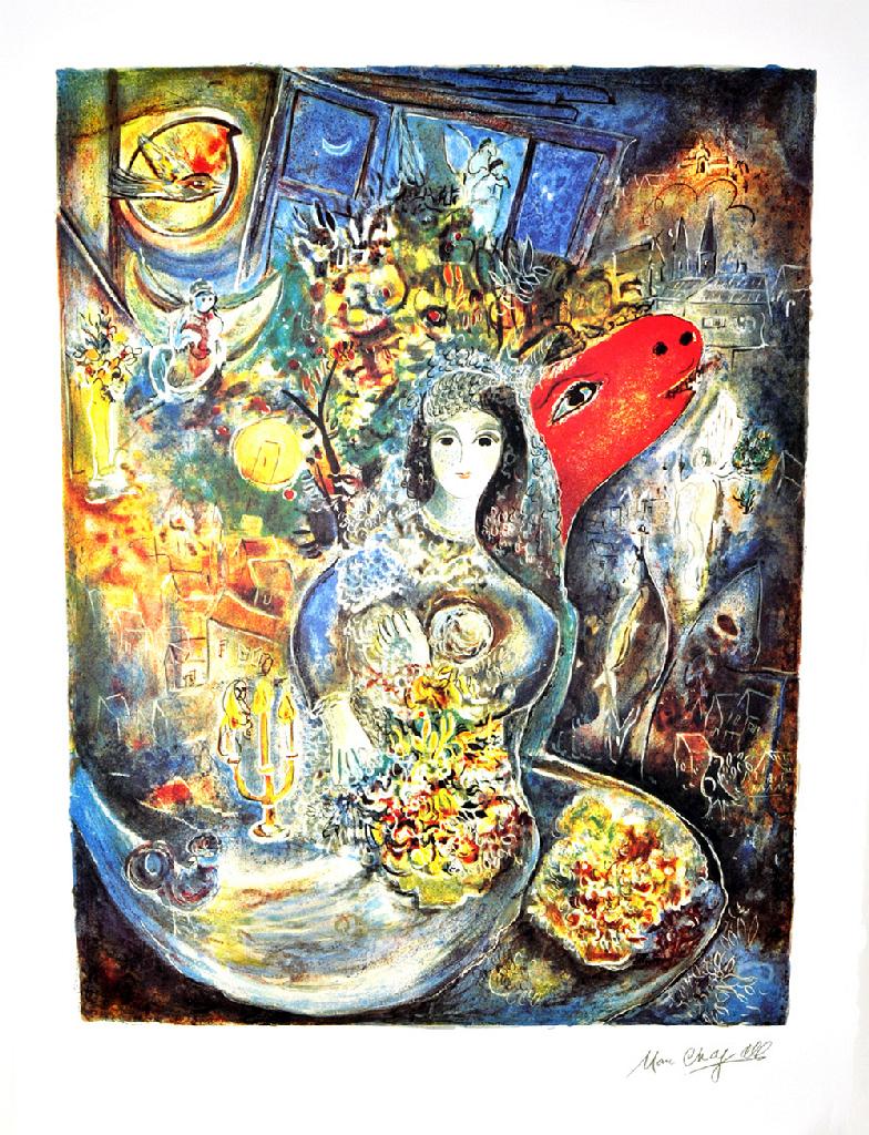 MARC CHAGALL (After) Bella Lithograph, I19 of 500: Gov. File: P-07755 Marc Chagall MARC CHAGALL: (After) Bella Lithograph 23' x 34 inches (Unframed) Shipping: $24.95