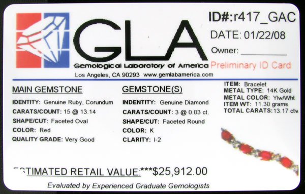 RRV APP: $25.9k 14 kt. Gold-13.14CT Ruby &Diamond - 2