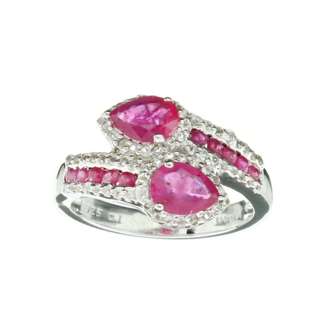 APP: 1.2k 1.84CT 12 Pear & Round Cut Rubies And 68CT: Gov. File: H-40893 1.84CT 12 Pear & Round Cut Rubies And 68CT Round Cut Topaz 925 Sterling Silver Ring Retail Replacement Value: $1.2K Asset Type: Sterling Silver Ring Shipping: $19.95
