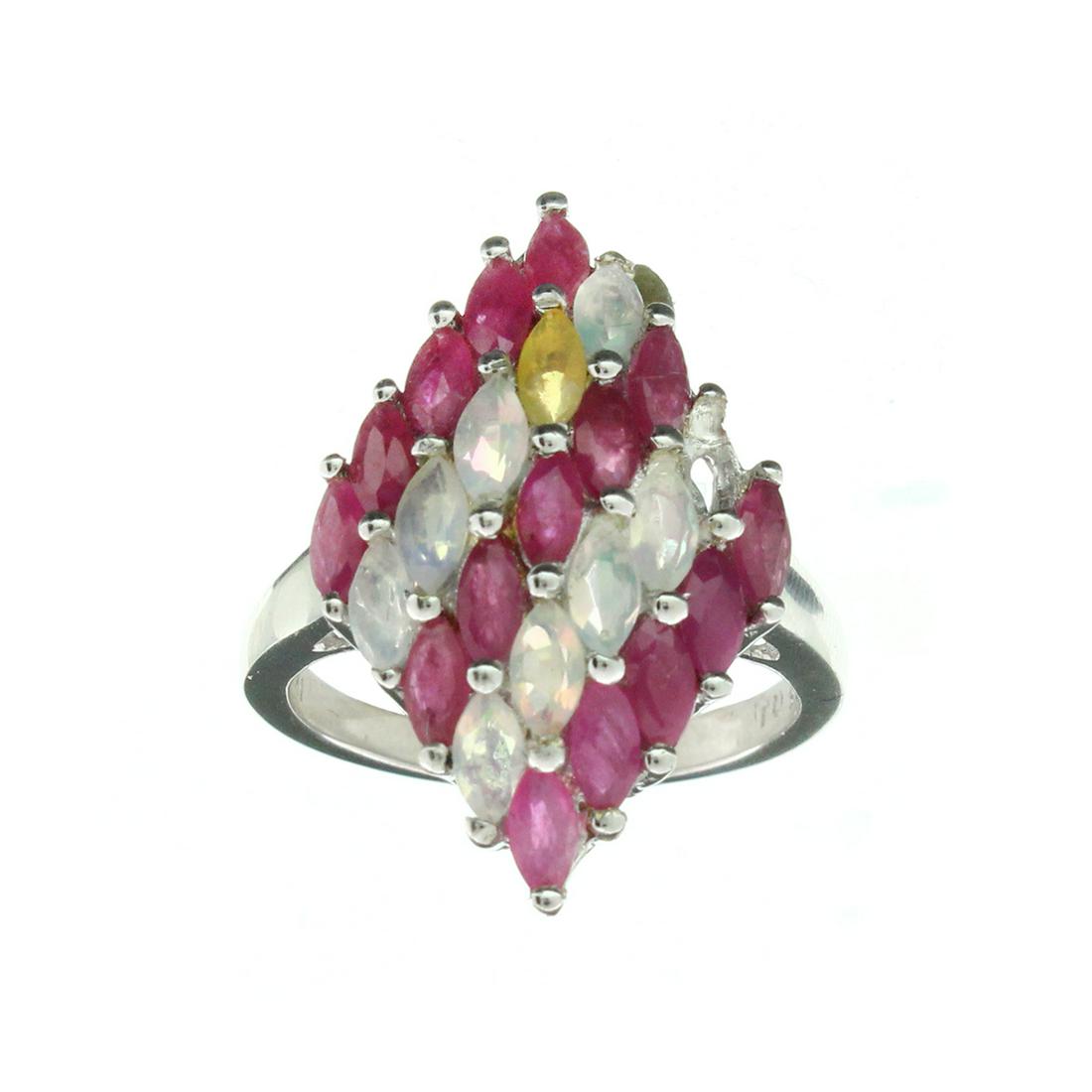 APP: 1.1k 2.15CT 15 marquise Cut Rubies And 0.80CT 10: Gov. File: H-40844 2.15CT 15 marquise Cut Rubies And 0.80CT 10 Marquise Cut Opals 925 Sterling Silver Ring Retail Replacement Value: $1.1K Asset Type: Sterling Silver Ring Shipping: $19.95