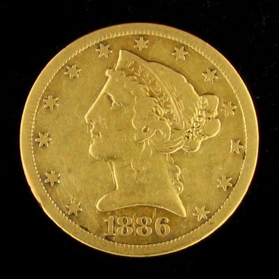 1886-S $5 US Liberty Head Type Gold Coin - Invest