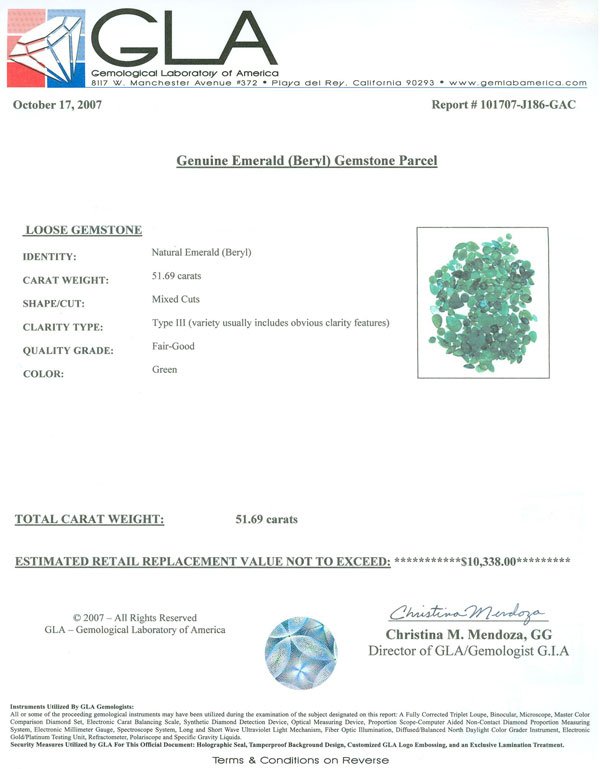 RRV APP:$ 10.3k 51.69CT Mixed Cuts Emerald Parcel - 2