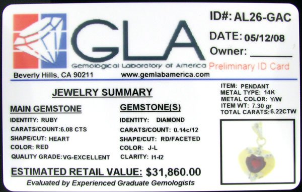 RRV APP: 31.9k 14 kt. Gold, 6.08CT Ruby and Diamo - 2