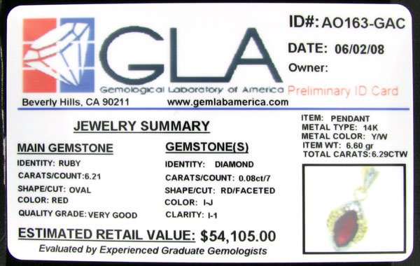 RRV APP: 54.1k 14 kt. Gold, 6.21CT Ruby and Diamo - 2