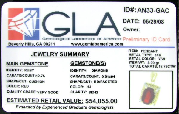 RRV APP: 54.1k 14 kt. Gold, 12.75CT Ruby and Diam - 2