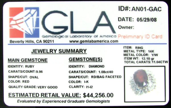 RRV APP: 44.3k 14 kt. Gold, 9.96CT Ruby and Diamo - 2